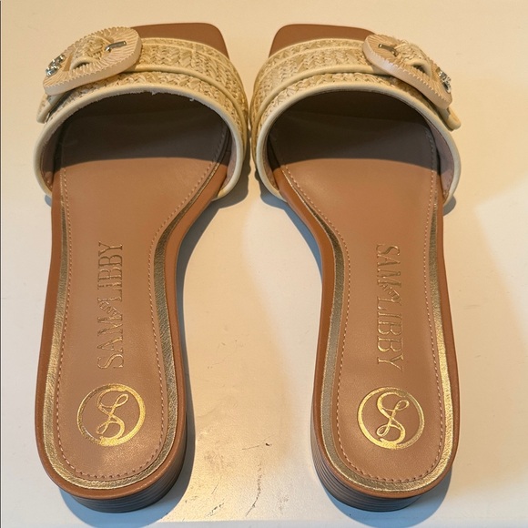 Elegant Cream Woven Slide Sandals - Picture 5 of 11